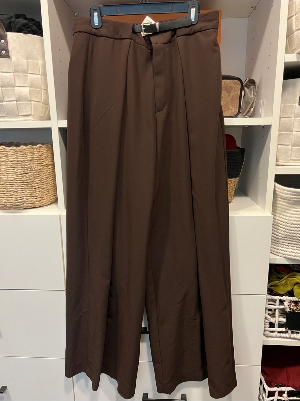 Zara Brown Wide-Leg Trousers with Belt